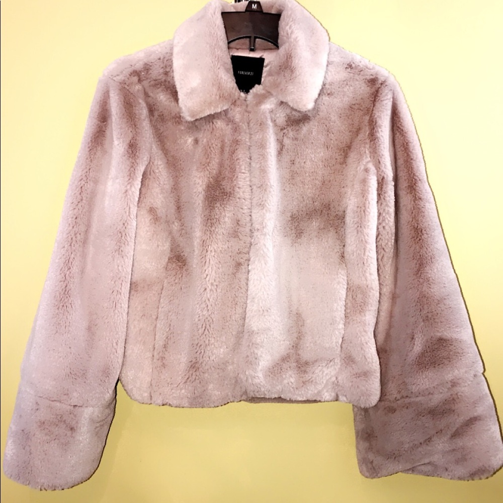 Forever 21 Faux Fur Pink Mauve Winter Coat